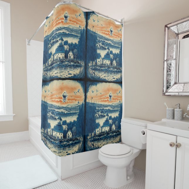 Rideaux De Douche Peinture à l'huile no1 (En situation)