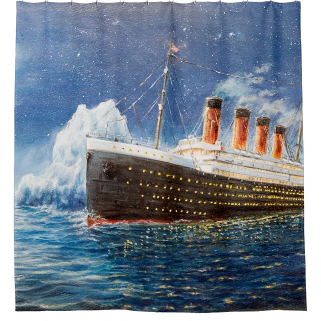 Rideaux De Douche  peinture à l'huile sur Titanic et iceberg dans l' (Devant)