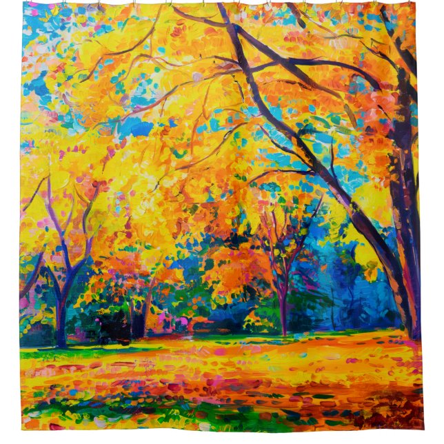 Rideaux De Douche  peinture à l'huile sur toile. Les arbres jaunes.  (Devant)
