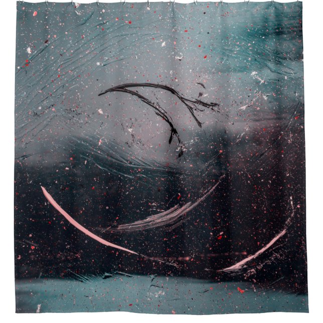 Rideaux De Douche Peinture abstraite blanche et bleue (Devant)