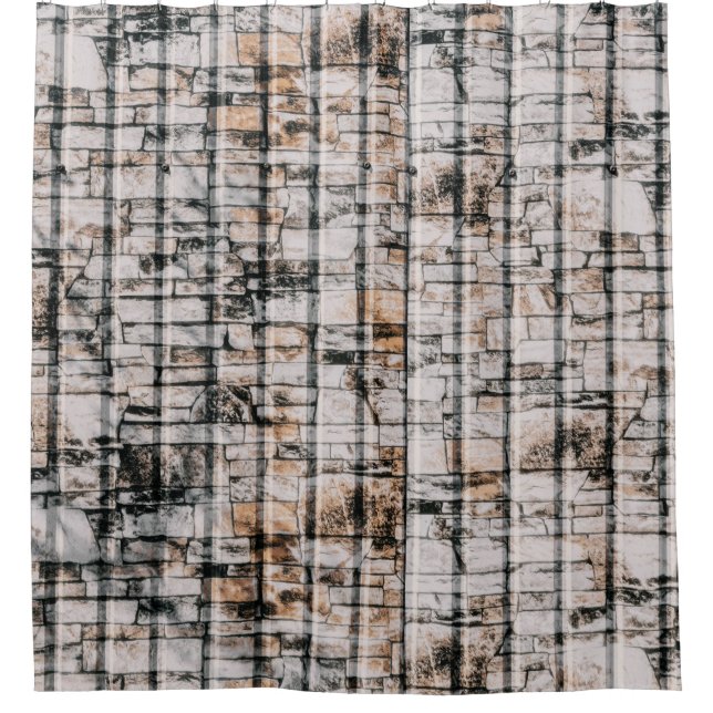 Rideaux De Douche Peinture abstraite blanche et noire (Devant)