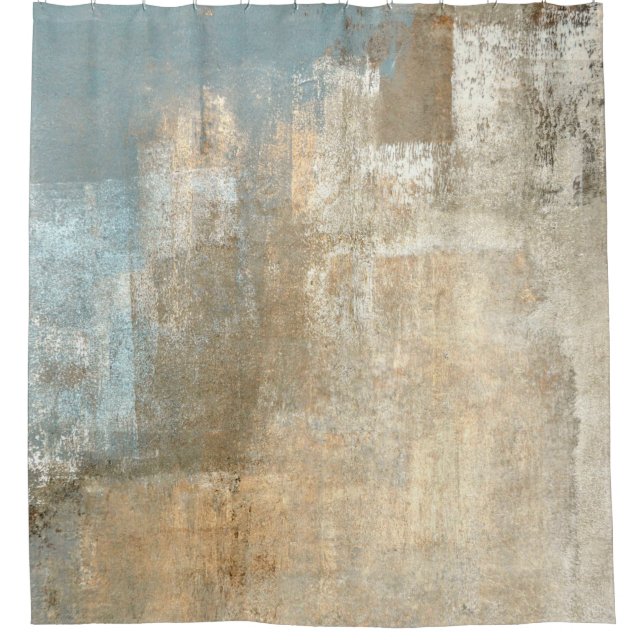 Rideaux De Douche Peinture Abstraite gris et beige abstraite, art, (Devant)