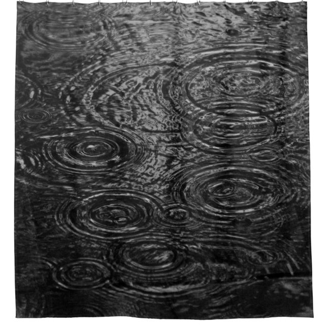 RIDEAUX DE DOUCHE PEINTURE ABSTRAITE NOIRE ET BLANCHE (Devant)