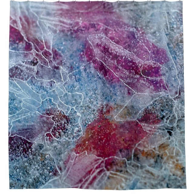 Rideaux De Douche Peinture abstraite rose et bleue (Devant)