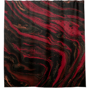 Rideaux De Douche Peinture abstraite rouge et noire