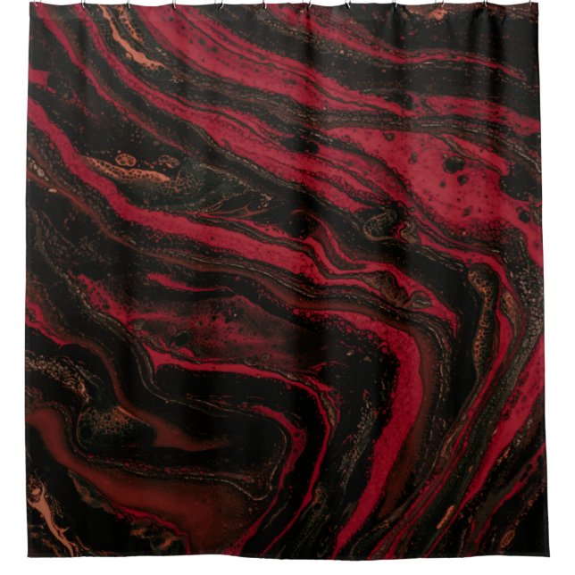 Rideaux De Douche Peinture abstraite rouge et noire (Devant)