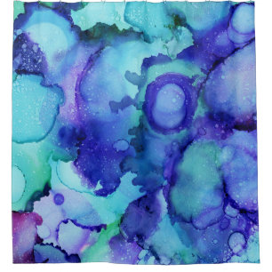 Rideaux De Douche Peinture abstraite violette et blanche