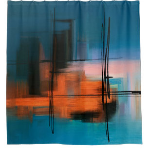 Rideaux De Douche Peinture acrylique abstraite colorée. Paysage surr