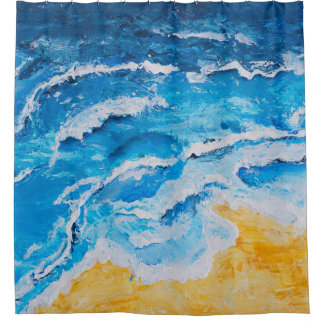 Rideaux De Douche Peinture acrylique sur la mer et la plage sur le s