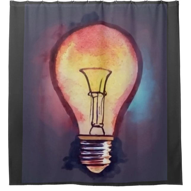 Rideaux De Douche Peinture aquarelle d'ampoule, Ampoule (Devant)
