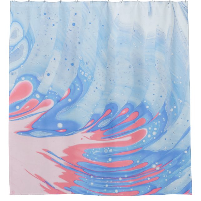 RIDEAUX DE DOUCHE PEINTURE BLEU BLANC ET ROUGE ABSTRAIT (Devant)