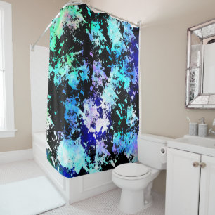 Rideaux De Douche Peinture bleu vert pourpre Splash Abstrait
