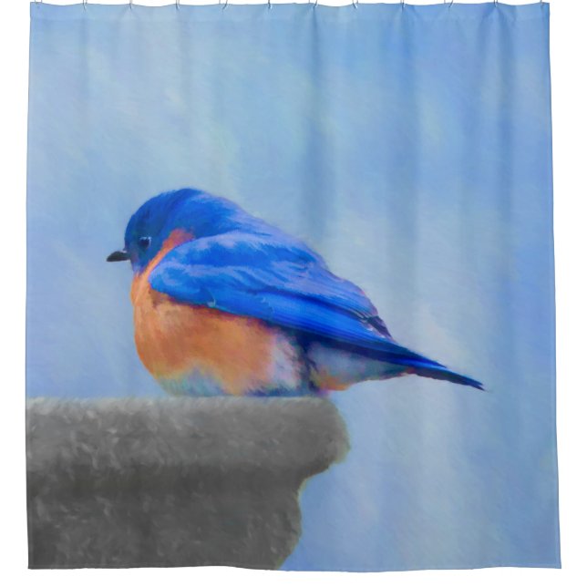 Rideaux De Douche Peinture Bluebird - Art original pour oiseaux (Devant)