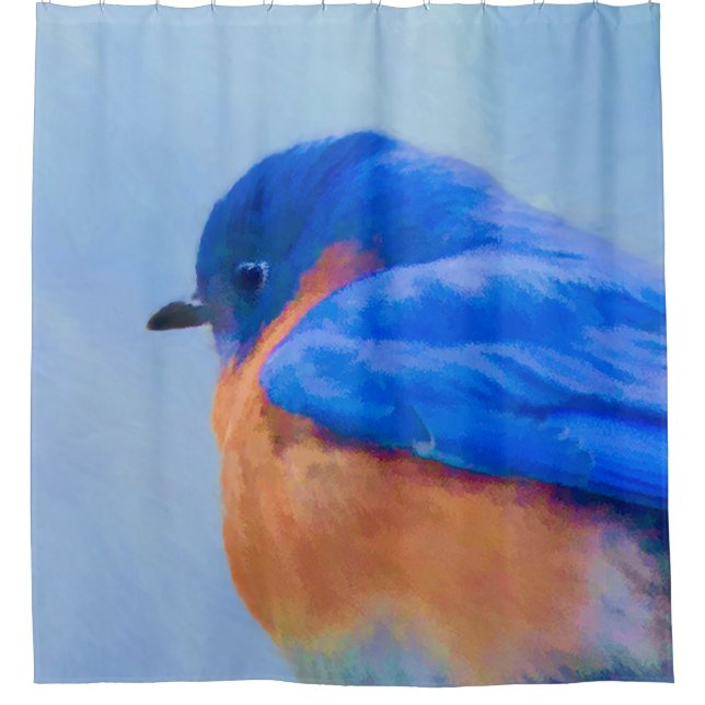 Rideaux De Douche Peinture Bluebird - Art original pour oiseaux (Devant)