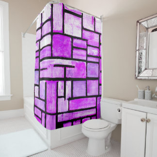Rideaux De Douche Peinture Carré géométrique violet