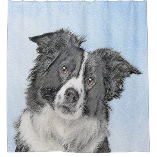 Rideaux De Douche Peinture Collie Bordure - Joli art original chien