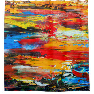 Rideaux De Douche Peinture d'art avec palette couteau noir, paris, r