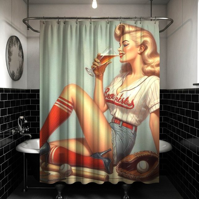 Rideaux De Douche Peinture de baseball rétrospective (Créateur téléchargé)