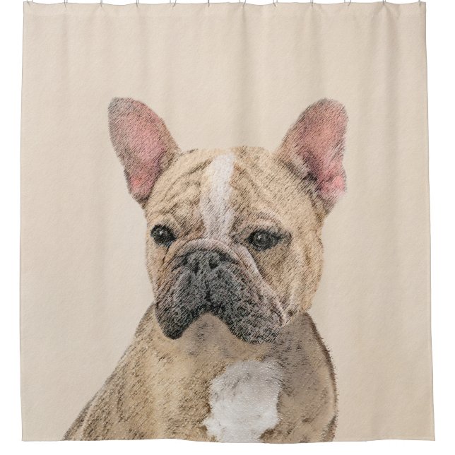 Rideaux De Douche Peinture de Bouledogue Français (Sable) - Original (Devant)