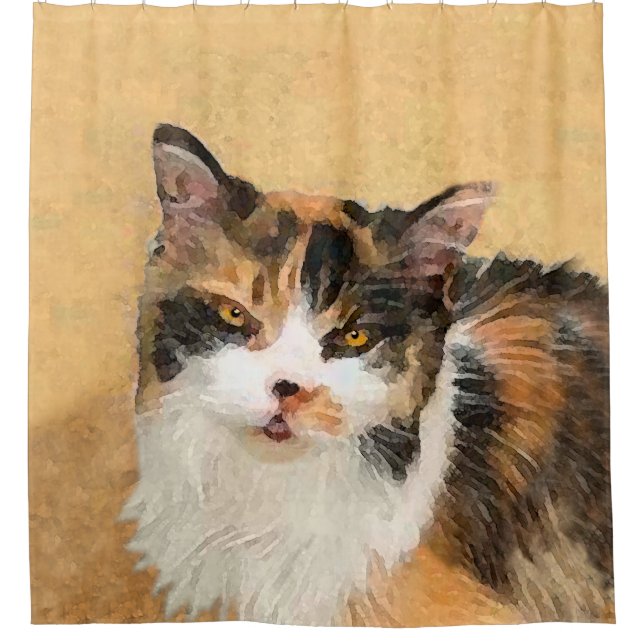 Rideaux De Douche Peinture de chat Calico - Cute Original Cat Art (Devant)