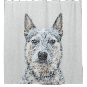 Rideaux De Douche Peinture de chien de bétail australien - Beau art 