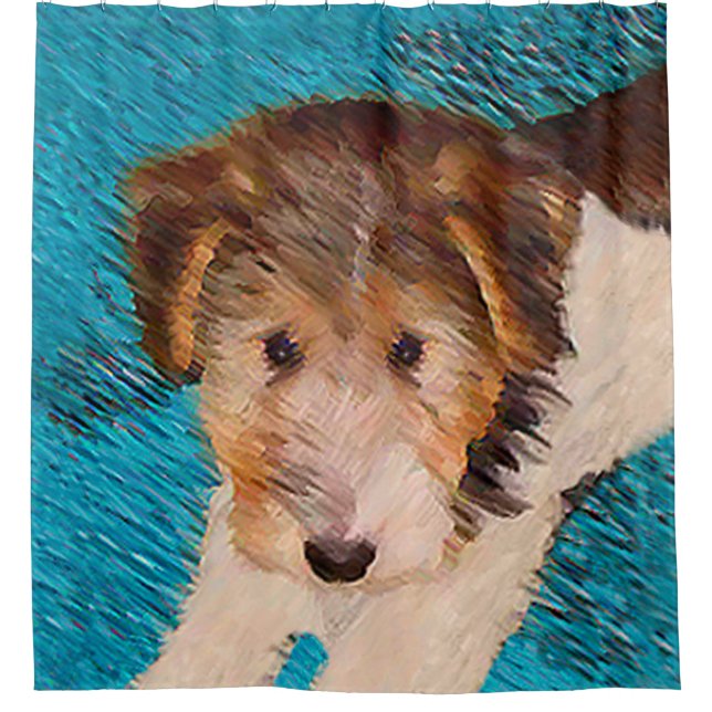Rideaux De Douche Peinture de chiot Terrier Fox - Art de chien origi (Devant)