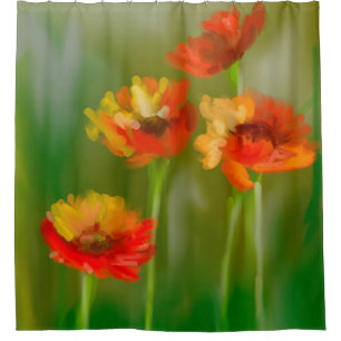 Rideaux De Douche Peinture de Digitals - pavots rouges