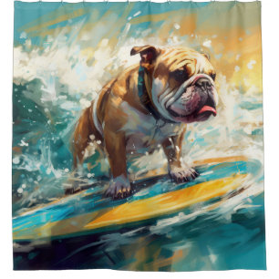Rideaux De Douche Peinture de surf sur la plage de Bulldog