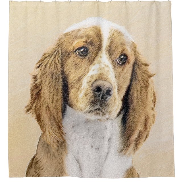 Rideaux De Douche Peinture d'espagnol Welsh Springer - Art original  (Devant)