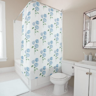 Rideaux De Douche Peinture d'hortensia bleu motif nautique côtier