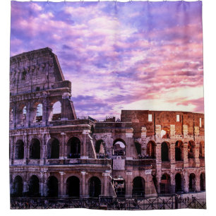 Rideaux De Douche Peinture du Colisée à Rome au coucher du soleil