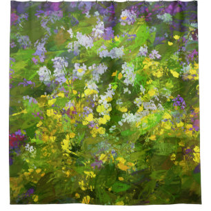 Rideaux De Douche Peinture fleur sauvage Impasto - Art Fleur Origina