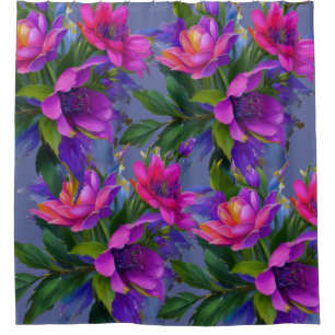 Rideaux De Douche Peinture Fleurs tropicales Couleurs vives