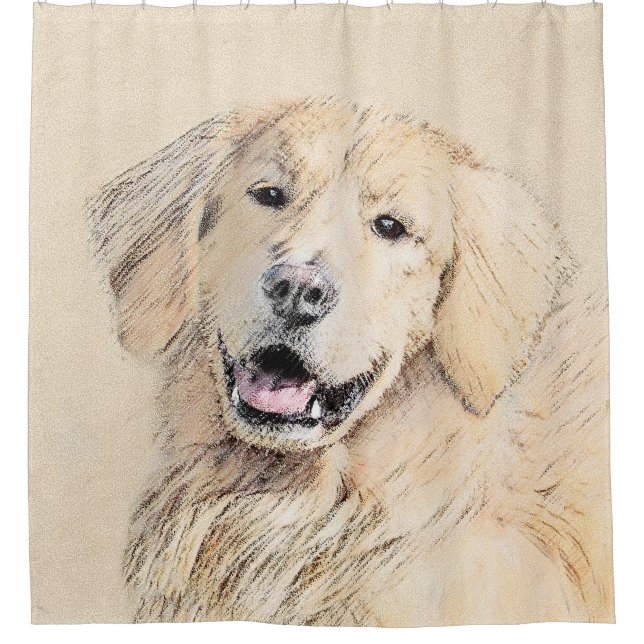 Rideaux De Douche Peinture Golden Retriever - Joli art original chie (Devant)