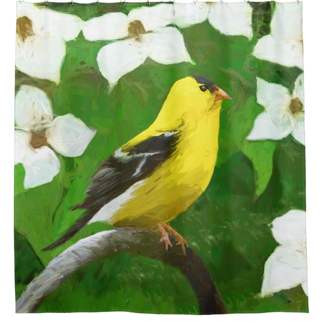 Rideaux De Douche Peinture Goldfinch - Cute Original Chien Art (Devant)