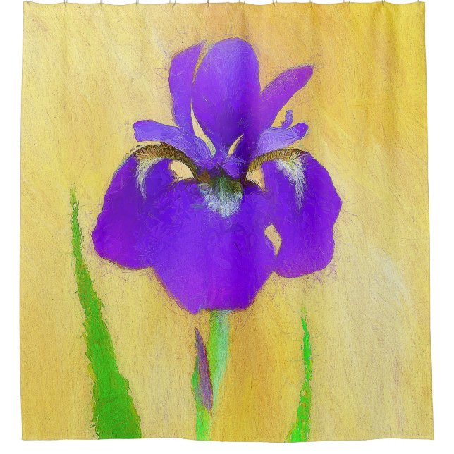 Rideaux De Douche Peinture Iris à pois pourpre - Chien original mign (Devant)