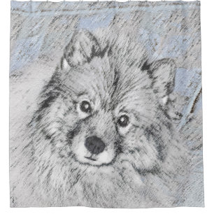 Rideaux De Douche Peinture Keeshond Beth - Joli art original chien