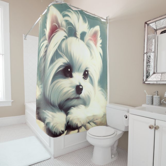 Rideaux De Douche Peinture maltaise vintage (En situation)