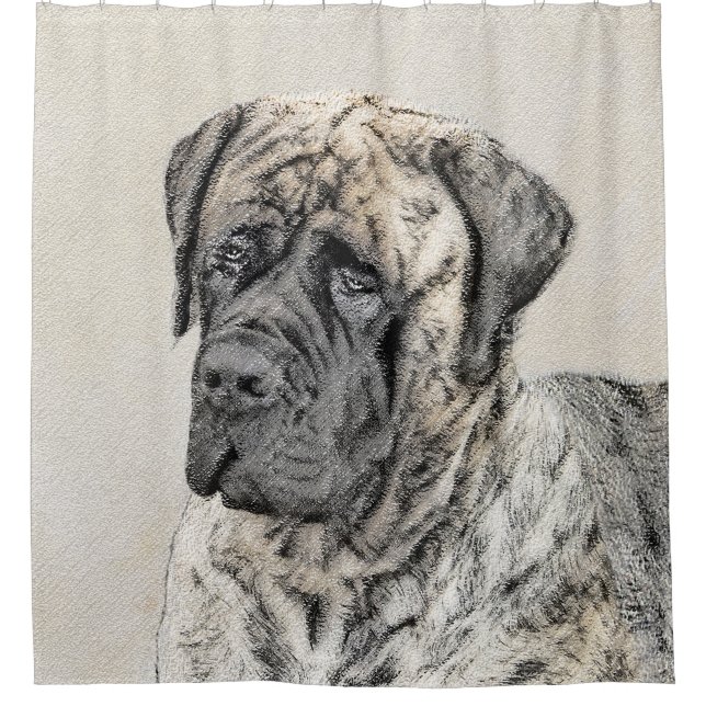 Rideaux De Douche Peinture mastiff anglaise (Brindle) - Dog Art (Devant)