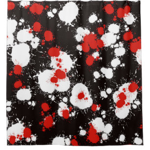 Rideaux De Douche Peinture noire, blanche et rouge