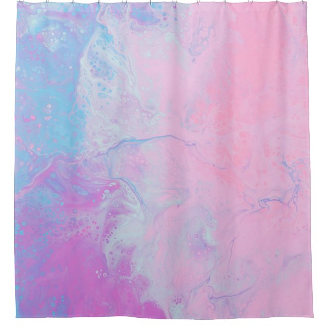 RIDEAUX DE DOUCHE PEINTURE PASTEL ET BLEU (Devant)