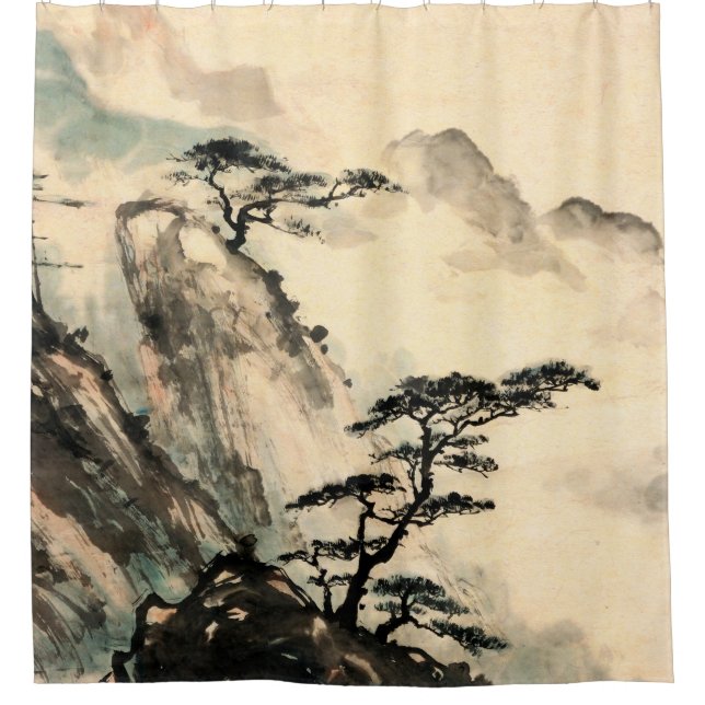 Rideaux De Douche peinture paysage chinois.chinois, peinture, japona (Devant)