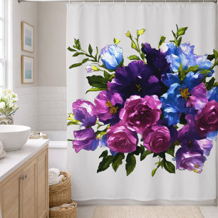 Rideaux De Douche Peinture pulvérisation florale de fond de couleur