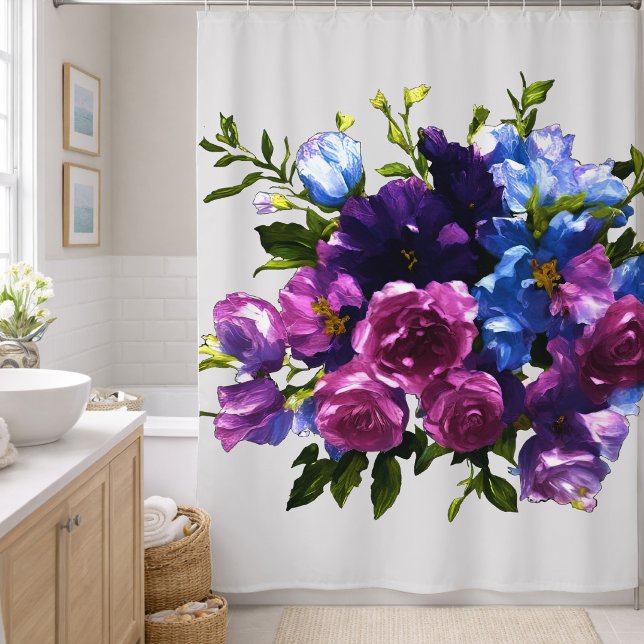 Rideaux De Douche Peinture pulvérisation florale de fond de couleur  (Créateur téléchargé)