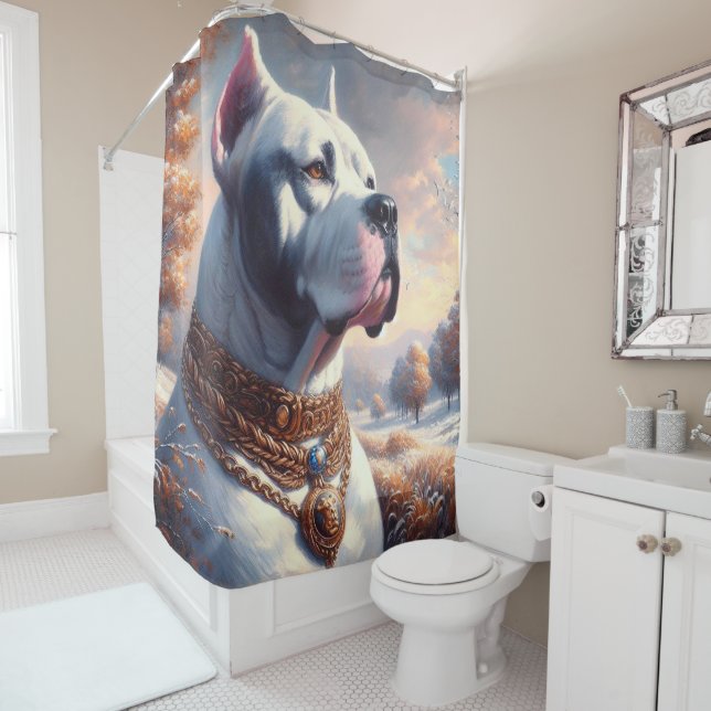 Rideaux De Douche Peinture rétro Dogo Argentino (En situation)