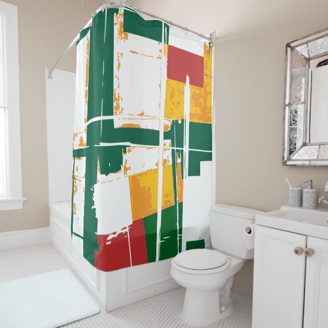 Rideaux De Douche Peinture rugueuse abstraite (En situation)