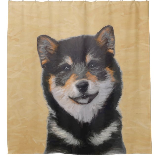 Rideaux De Douche Peinture Shiba Inu (Noir et Tan) - Art Chien (Devant)