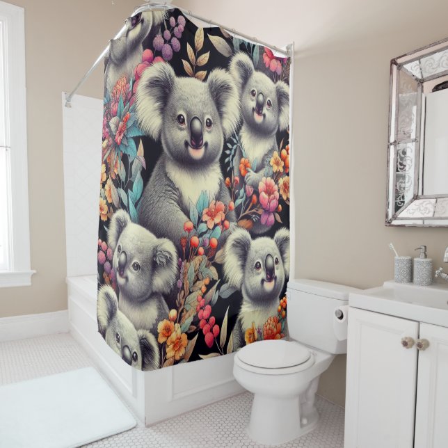 Rideaux De Douche Peinture vintage Cute Koala (En situation)