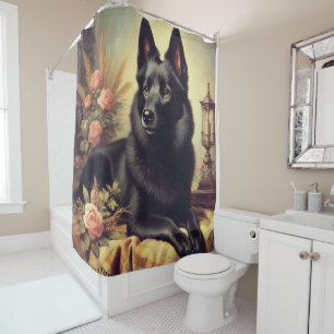 Rideaux De Douche Peinture vintage de Chien Schipperke