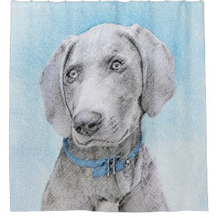 Rideaux De Douche Peinture Weimaraner - Beau art original de chien